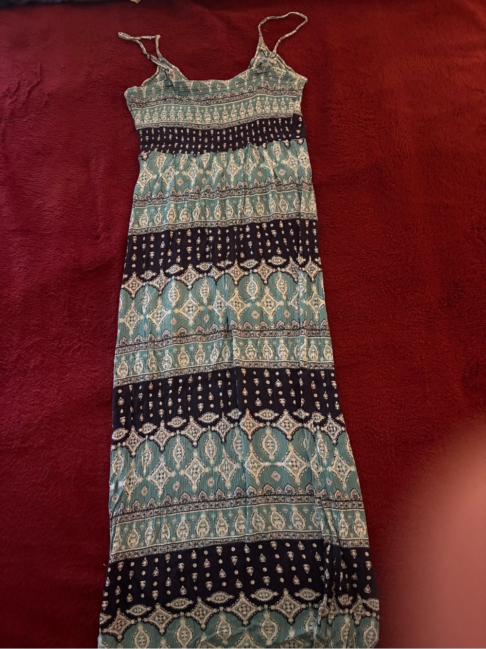 Pink Republic Teal and Navy Striped Maxi Dress
